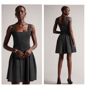 Ted Baker London Glitzia Sleeveless Metallic Ruffle Skater Dress sz 6